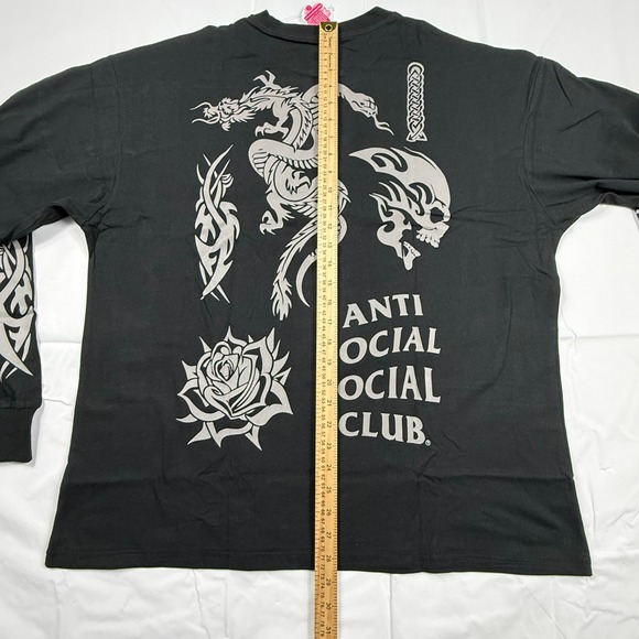 Anti Social Social Club Black Tribal Graphic Long Sleeve T-Shirt Mens XL - Picture 8 of 9